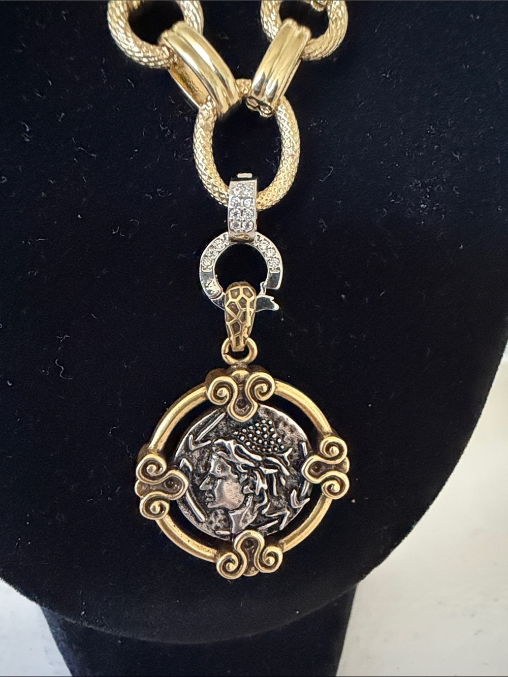 Gold-Tone Chain Necklace with Medallion Coin Pendant - Picture 5 of 7
